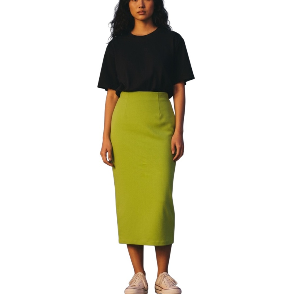 Express Tricot Vintage 90s Moss Green Midi Skirt XS